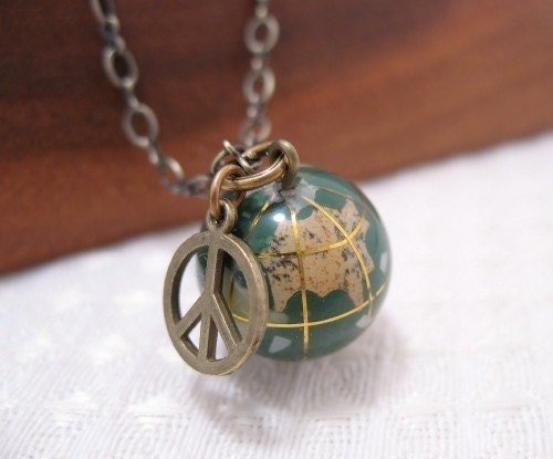 Give Peace A Chance World Globe Necklace