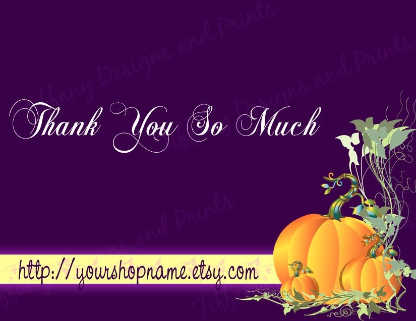 Thank You Cards - Fall Harvest Roasted Pumpkin, 12 pcs OR Digital File