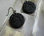 Vintage Glass Button and Sterling Silver Earrings