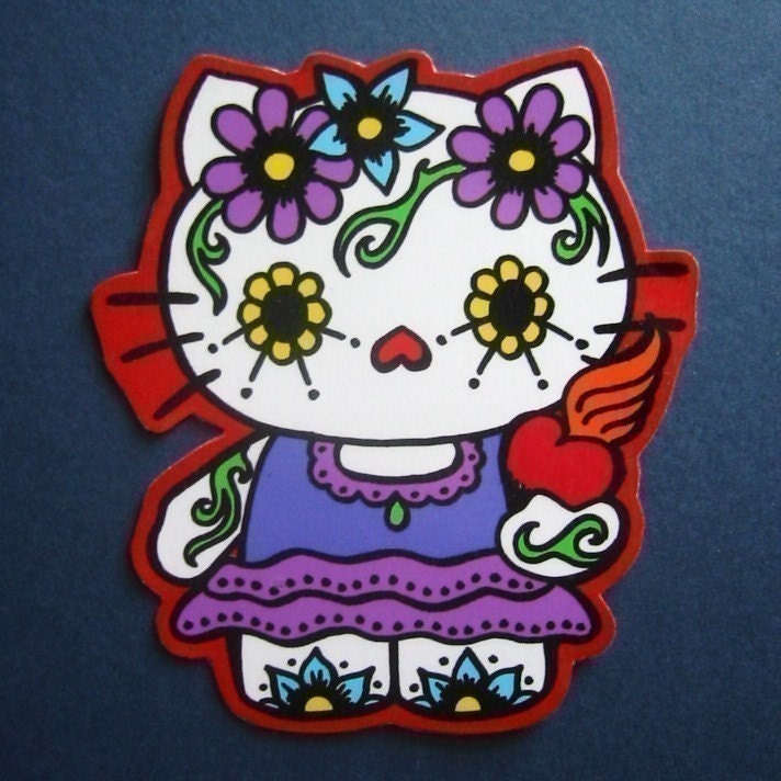DAY OF THE DEAD KITTY Large Magnet
