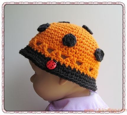 PATTERN Crocheted baby ladybug cloche in the size of 0 - 3 months and 3 - 6 months -- Ladybug cloche