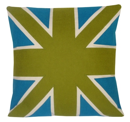 GREEN AND TURQUOISE UNION JACK FLAG CUSHION/PILLOW