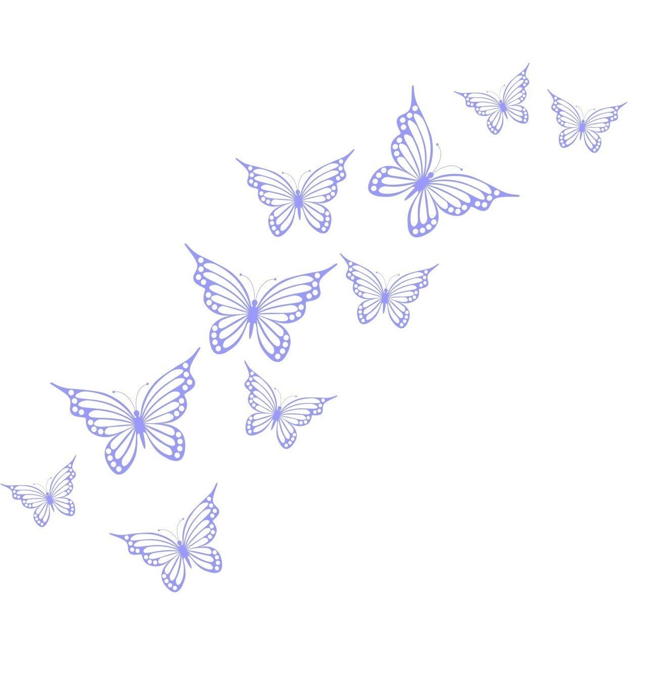 Butterflies vinyl wall decal Set of 10 lacey butterflies