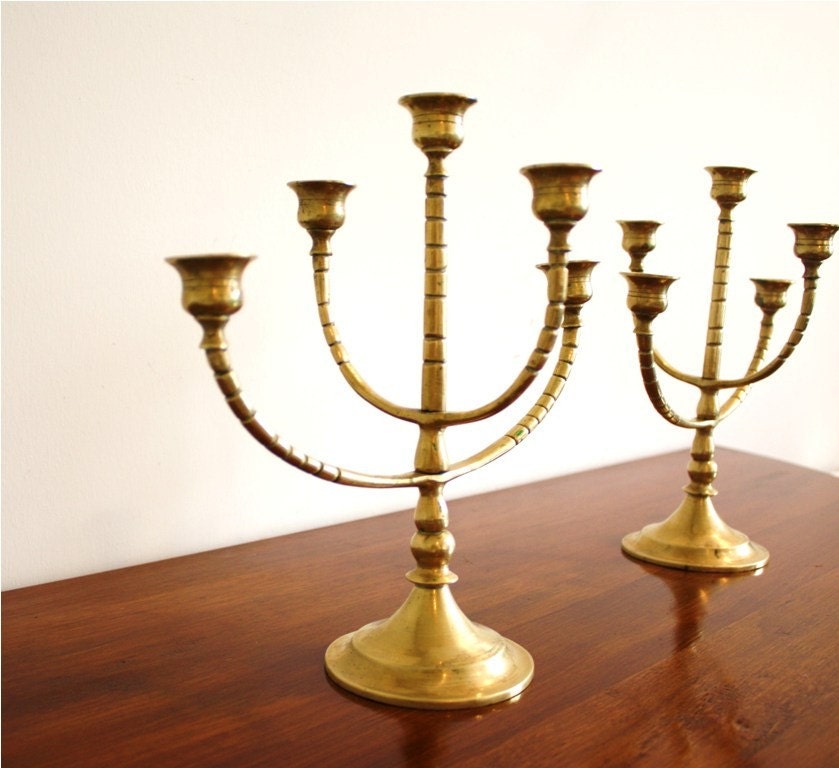 Pair of vintage brass candelabras