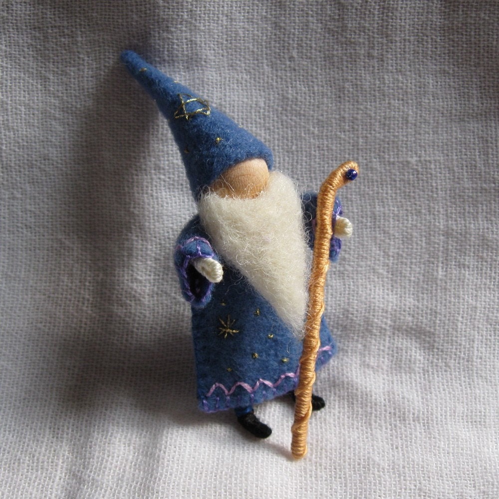 Wizard doll with jewelled staff