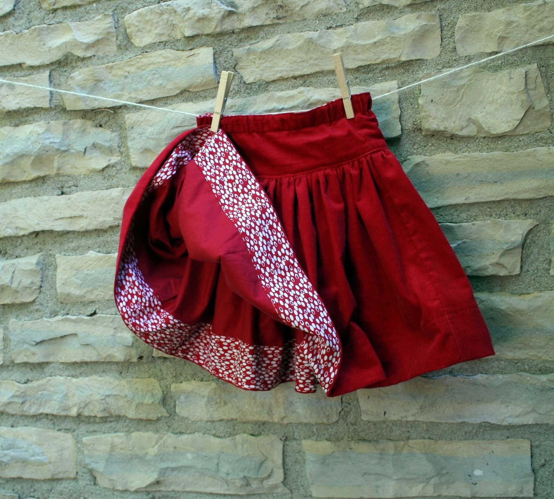 Cherry Red Corduroy Twirl Skirt - Perfect for Valentine's Day