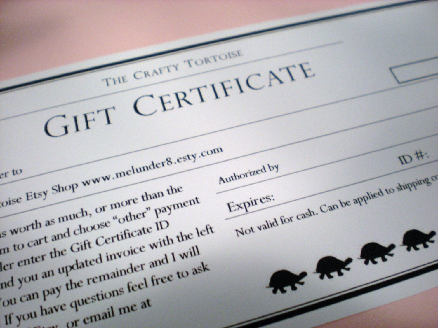 The Crafty Tortoise Gift Certificate