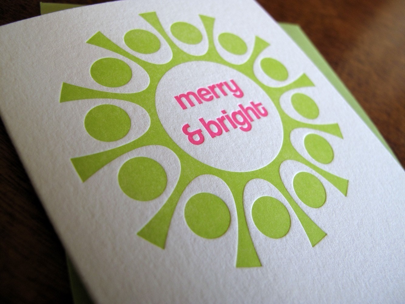Merry and Bright Letterpress Holiday Card - Set of 6