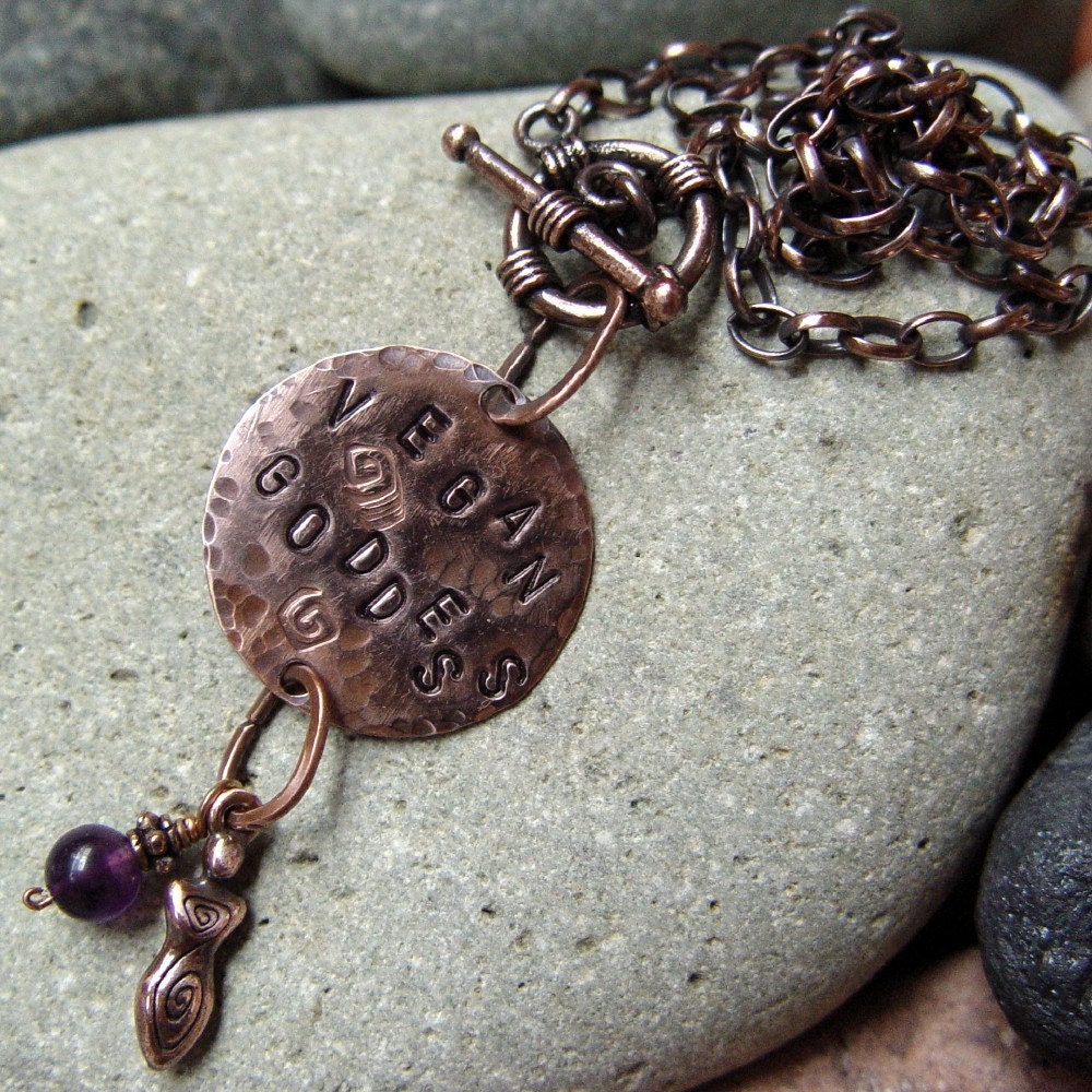 VEGAN GODDESS copper and amethyst necklace
