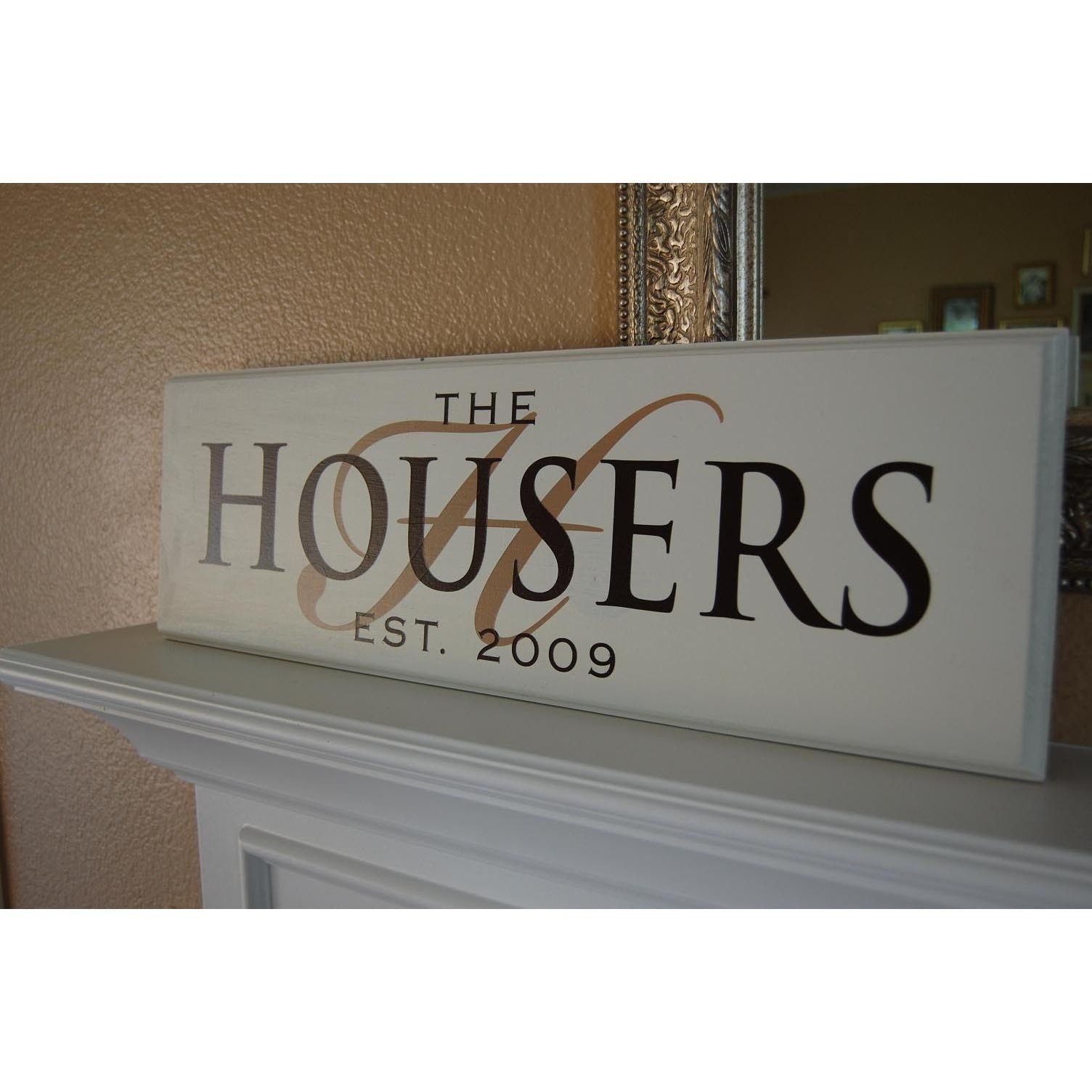 S814-13 - CUSTOM hand painted Family Name Sign with date and initial