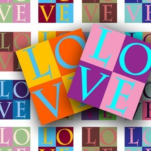 LOVE 0.75 X 0.85 inch for scrabble tiles, pendants and more - DigitalPerfection digital collage sheet 503