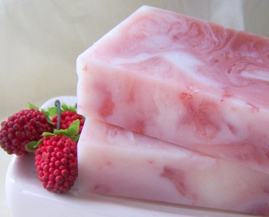 White Chocolate Raspberry Truffle Goats Milk Soap