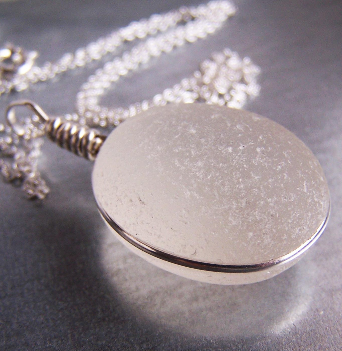 SUMMER MOON - Perfect Orb Sea Glass PENDANT NECKLACE