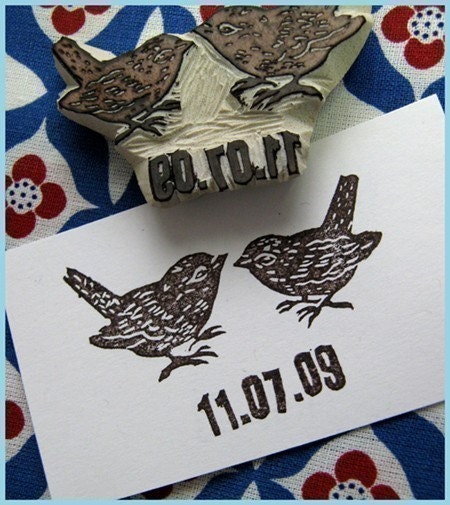 Little Bird Save the Date Custom Rubber Stamp