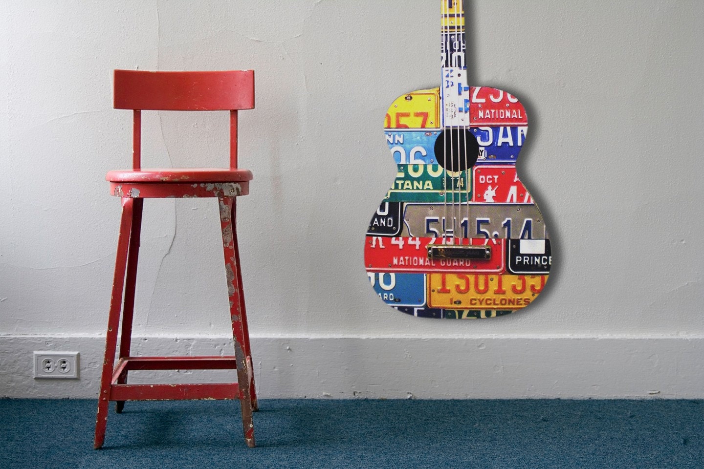 Recycled License Plate Guitar