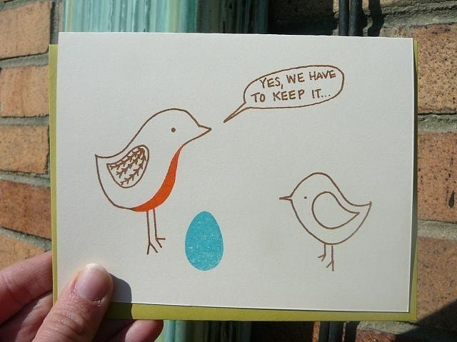 Robins Egg - Gocco Greeting Card for New Baby