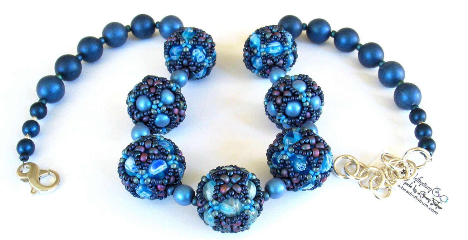 Octahedral Cluster Necklace -- Retro Blue