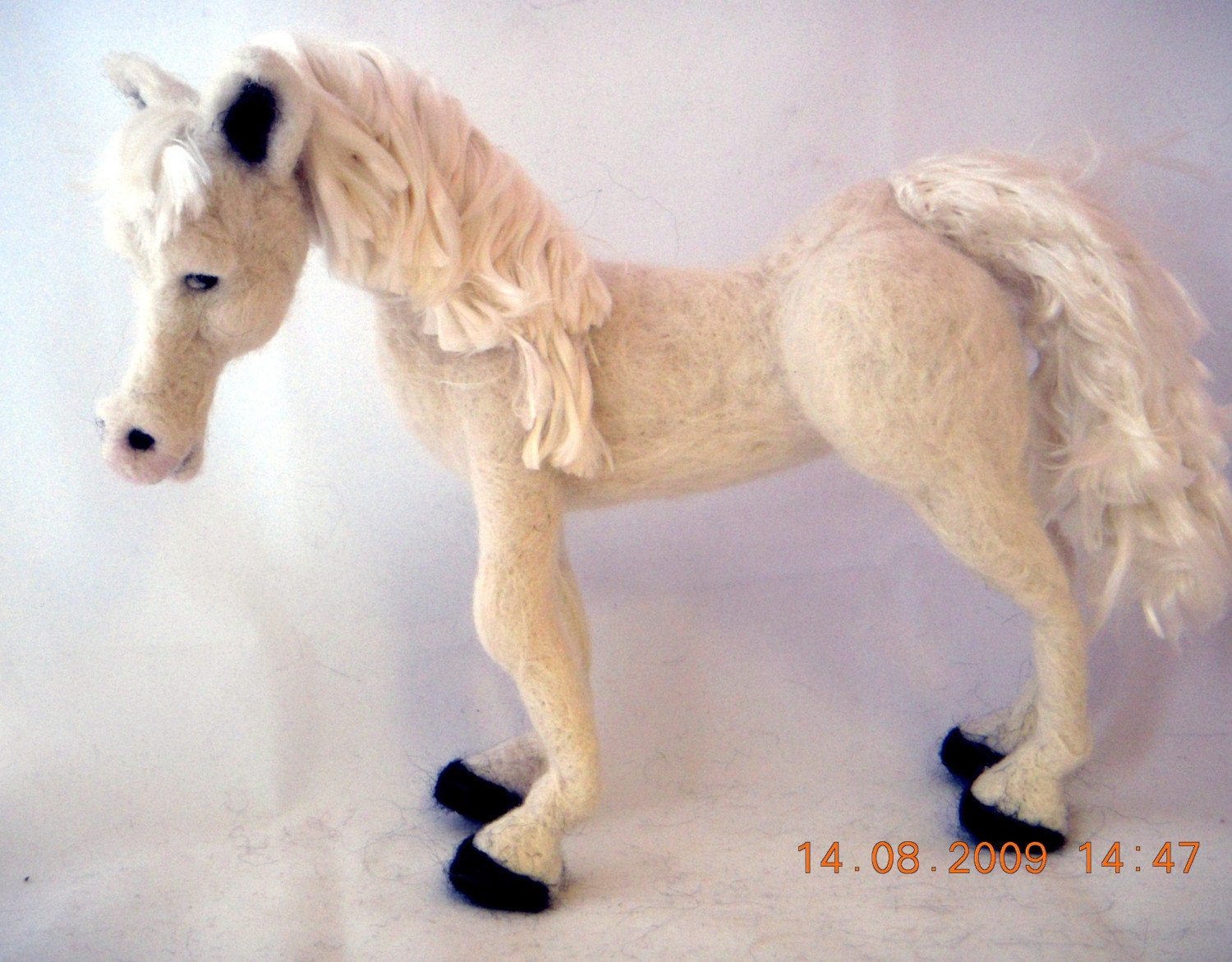 needle felted white horse