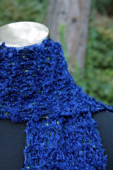 Hand Knit Scarf  Deep Blue Ocean by TJTDesign on Etsy