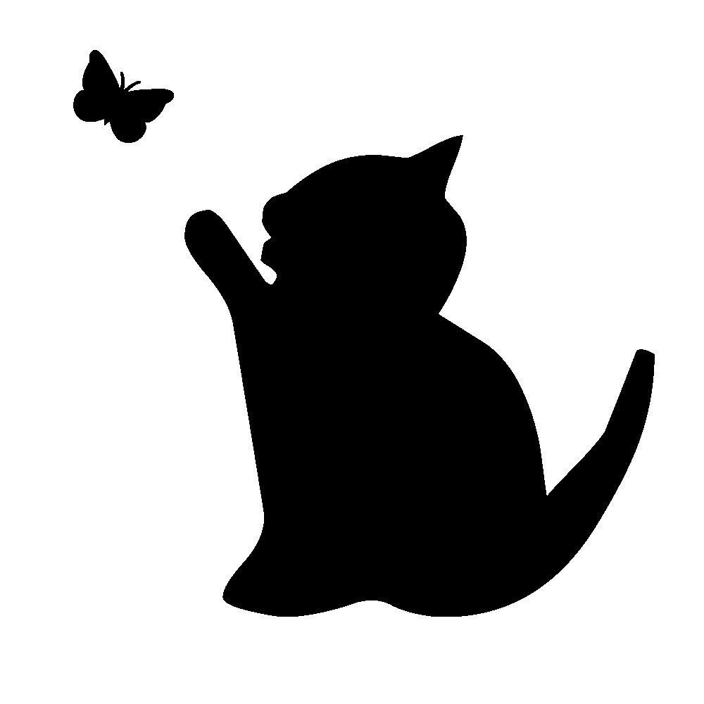 Playful Kitty Kitten Butterfly Vinyl Wall Design Surface Decal Applique FREE US SHIPPING
