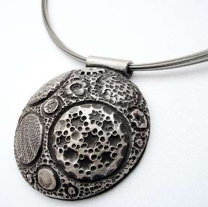 XL Big Ball Necklace with texture Sterling silver by aforfebre