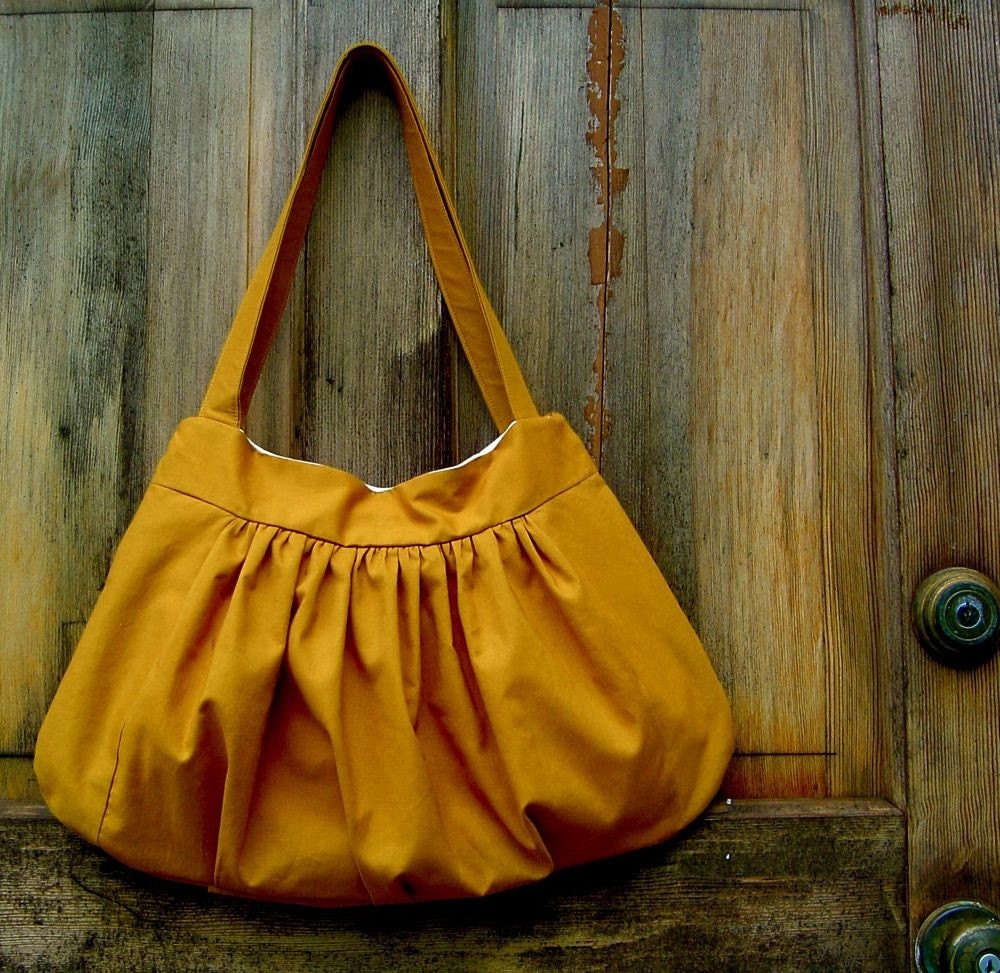 Jessica Another Delightfully Pleated Purse--Golden Mustard Cotton Fabric