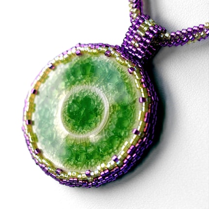 Lilavati - Brilliant Plum and Lime Beadwoven Necklace (3080)