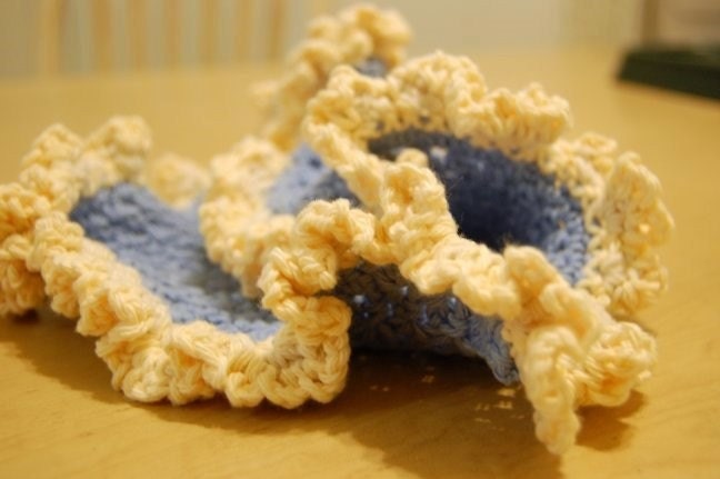 Blue Cream Washcloth with Scrubby