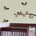 Swirly Birdie Bird Branch Vinyl Wall Design Whimsical Decal Adhesive Applique FREE US SHIPPING