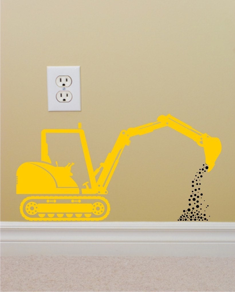 Construction Backhoe Silhouette vinyl wall decal
