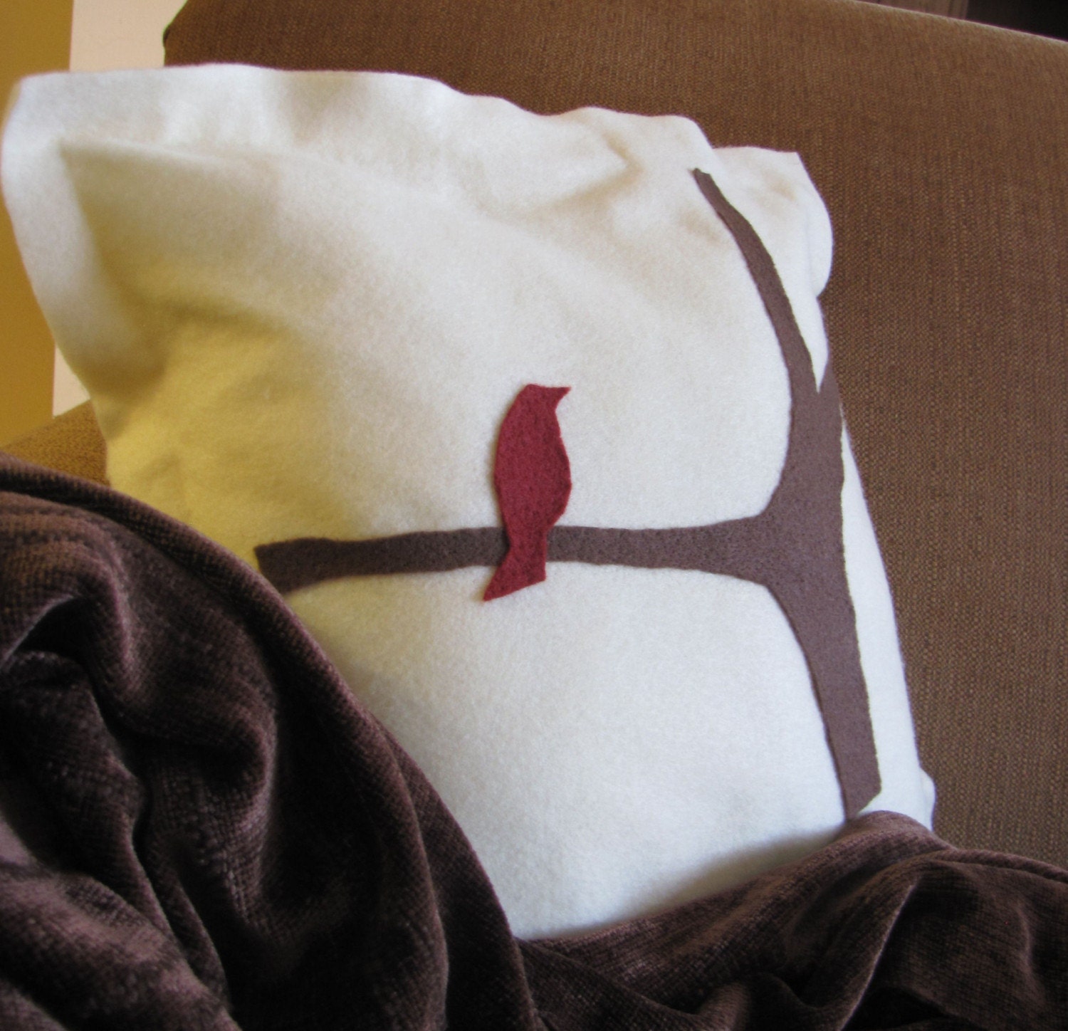 Winter Cardinal Pillow Cover - Felt