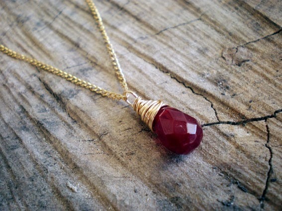 Rubilite in Gold Necklace- Lilyja Jewelry