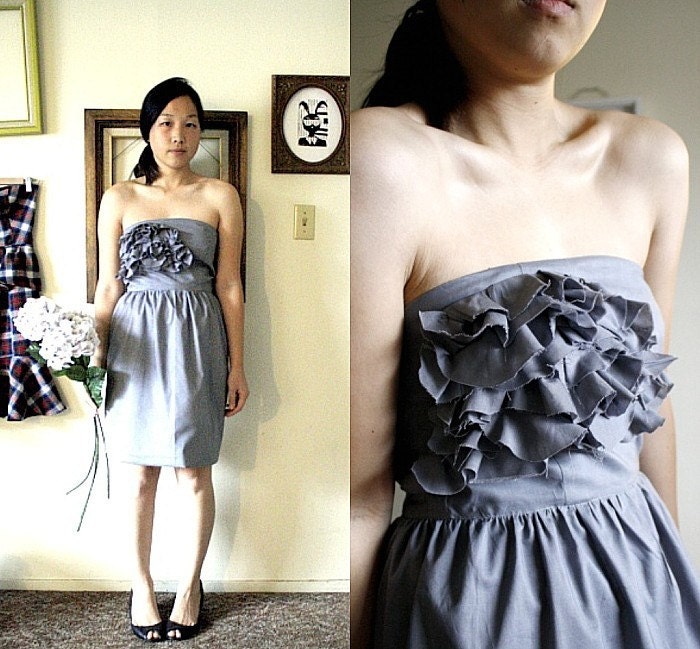 Autumn Blossom Couture Dress in Gray