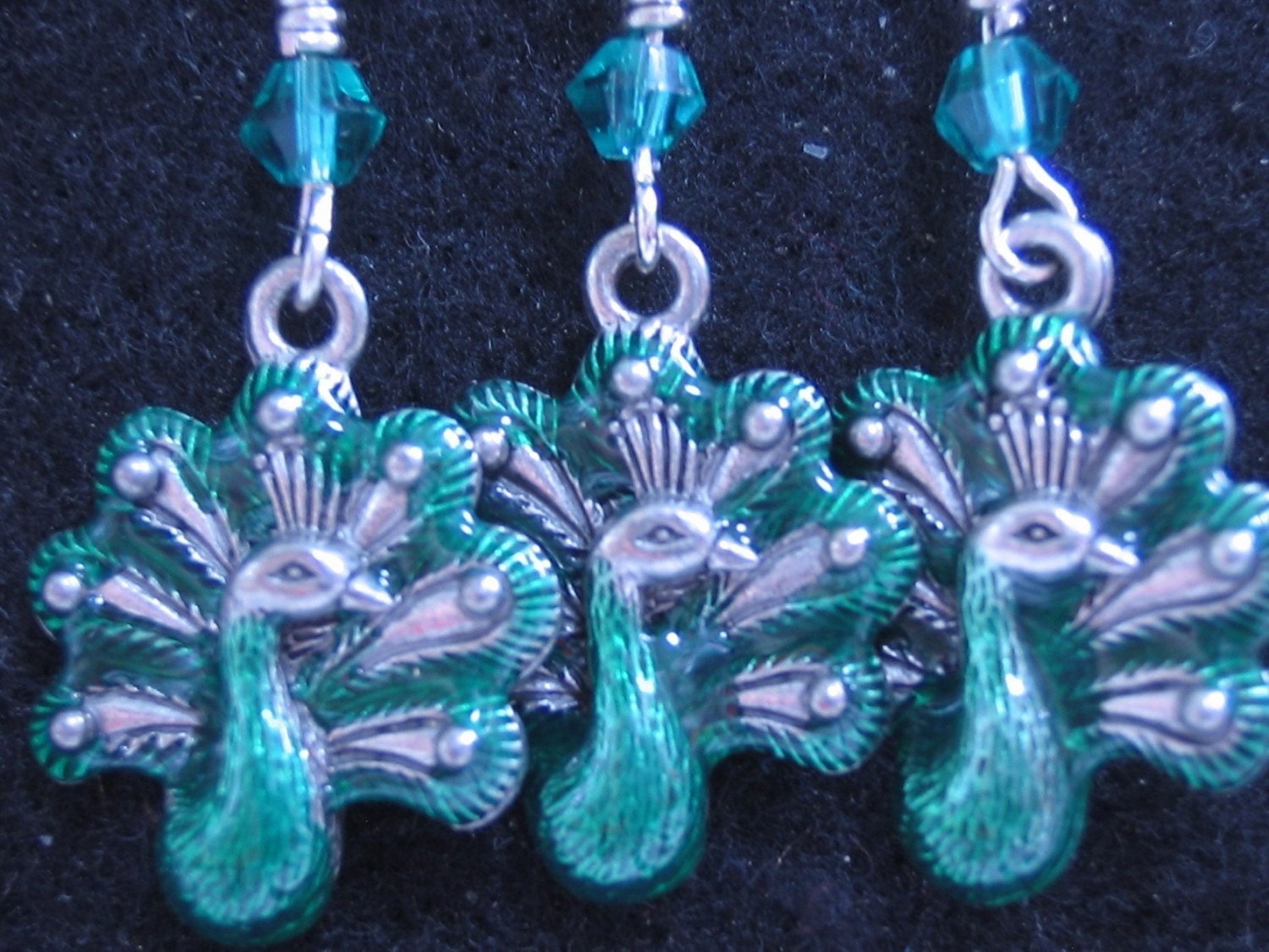 Peacock Stitch Markers with teal crystal - set of 4