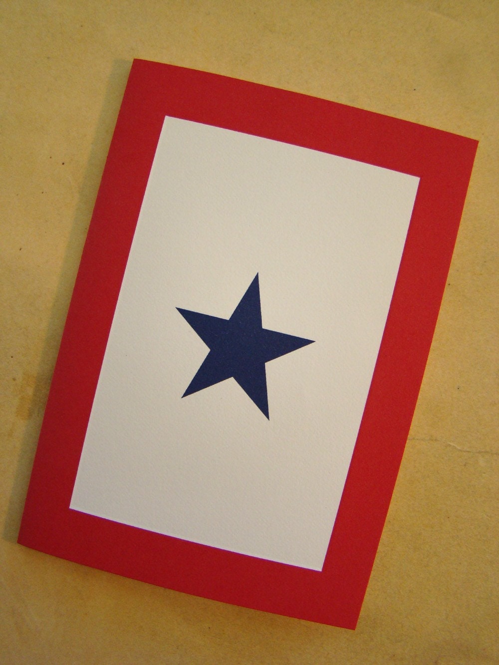 Set of 6 - Blue Star Service Flag Blank Note Cards - Patriotic Papers