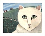 WHITEY THE FARM CAT   Wonderful Kitty Cat Posters   SIGNED FOLK ART PRINT