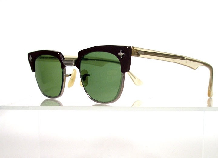 Vintage 1950s BAUSCH and LOMB Brown Browline Sunglasses Frames