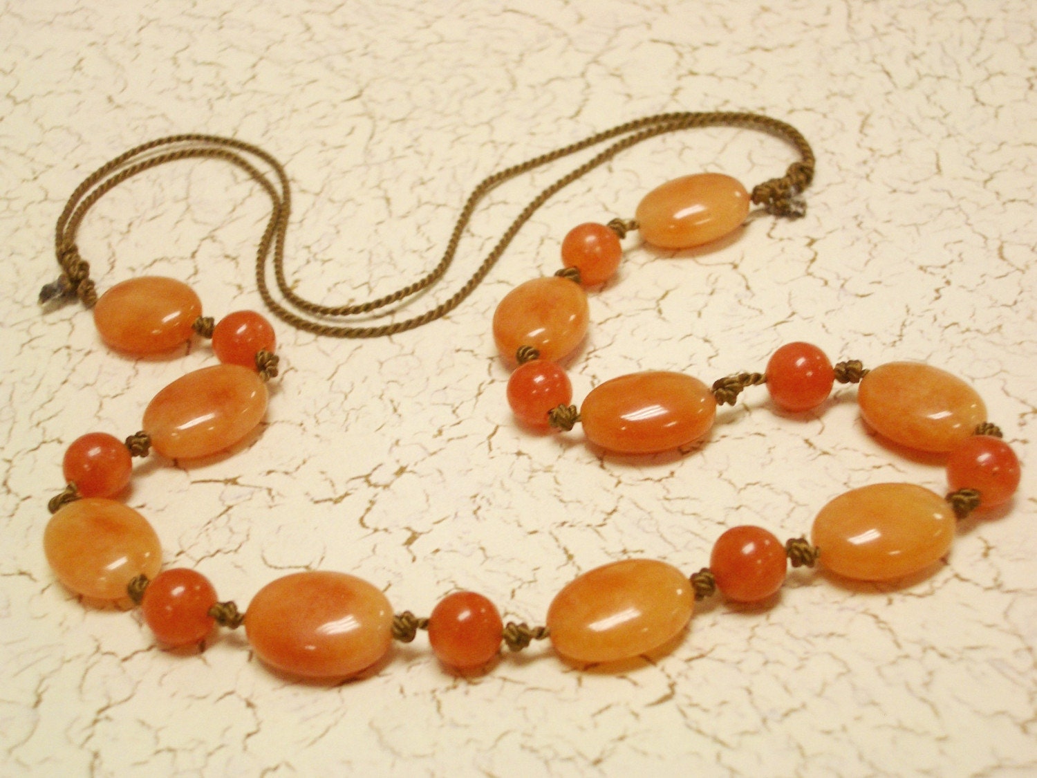 Orange Jade adjustable necklace