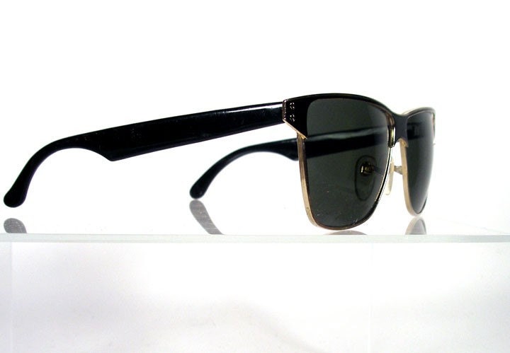Vintage 1980s Black with Gold Trimmed Sunglasses