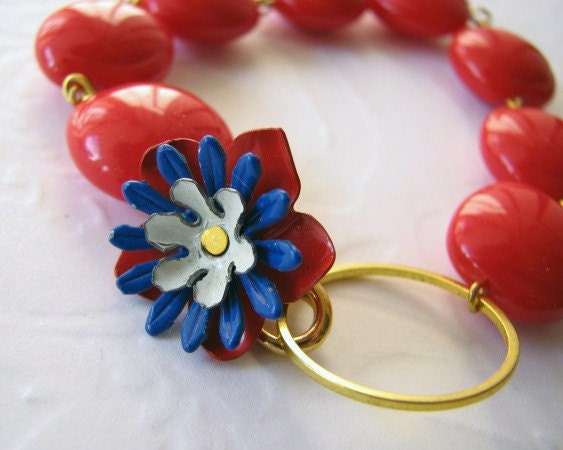 Red Floral Bracelet