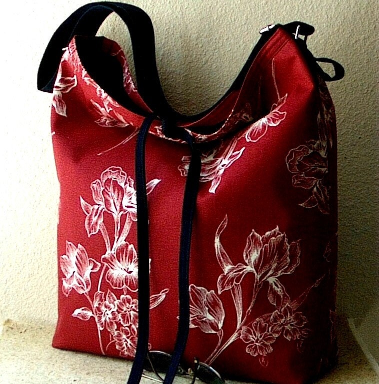LARGE Slouch Bag - Red - White and Blue -The Perfect Multipurpose Bag-