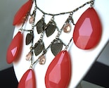 Melodrama - vintage brass necklace with rose and coral-colored briolettes