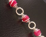 Dark Pink Jade Wrapped in Sterling Silver - Bracelet