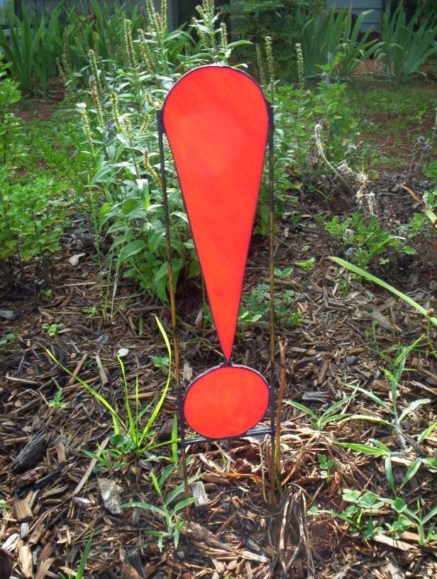 Exclamation Point -  Glass Punctuation Mark Garden Art