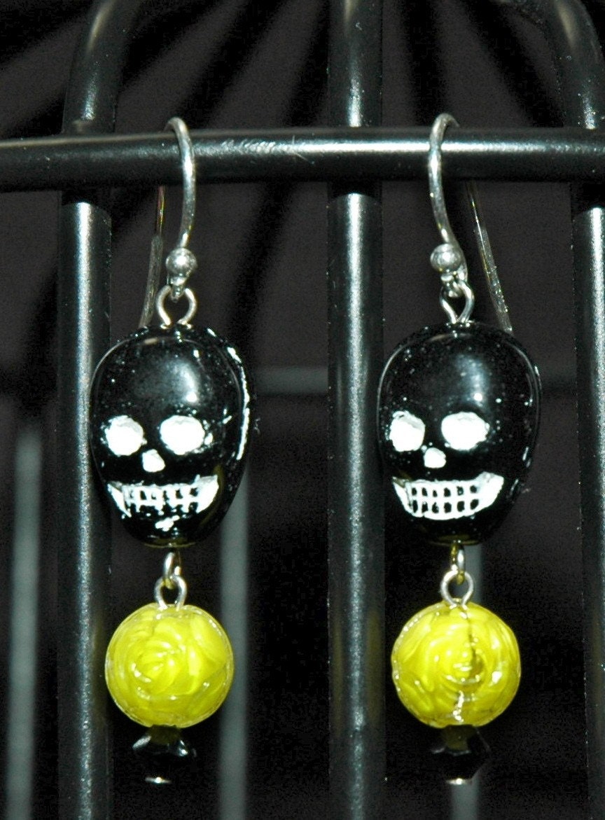 Black and Yellow Muerte Earrings