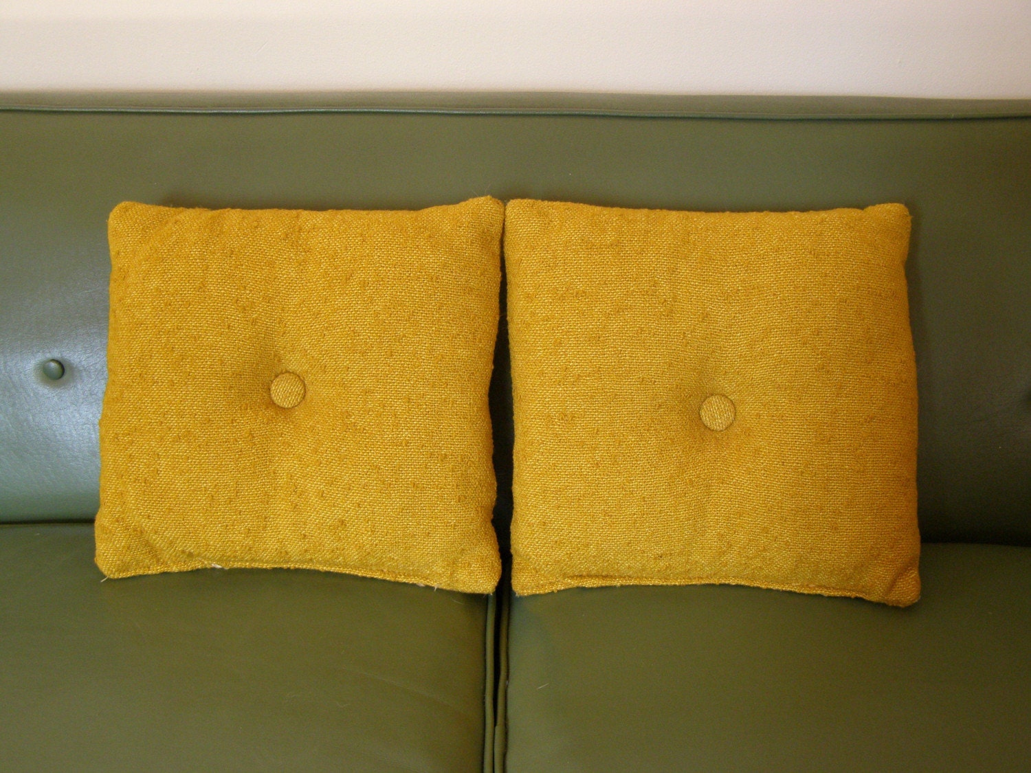 Vintage Handmade Goldenrod Pillows - Set of Two