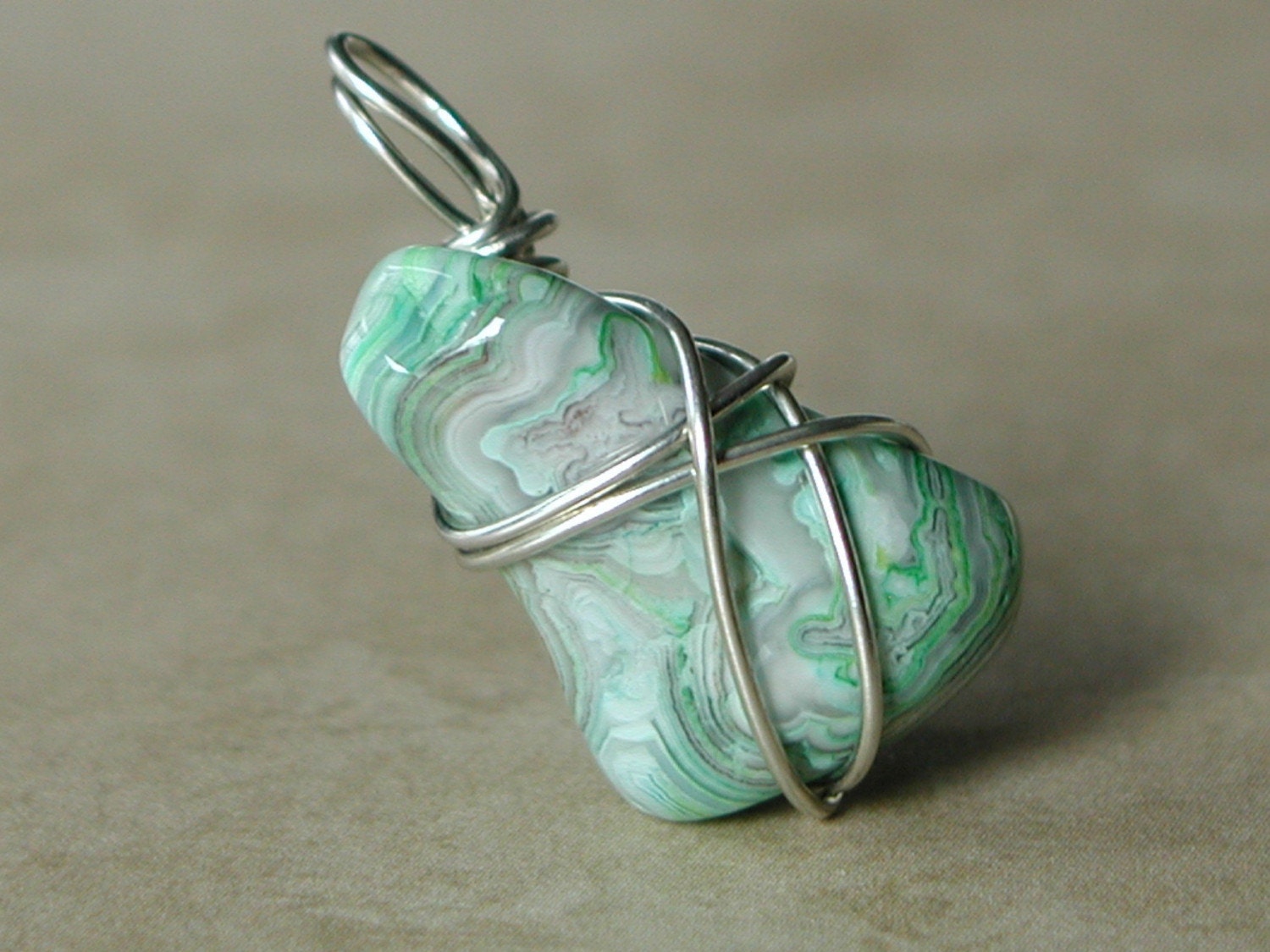 Crazy Lace Agate... Wire Wrapped Pendant