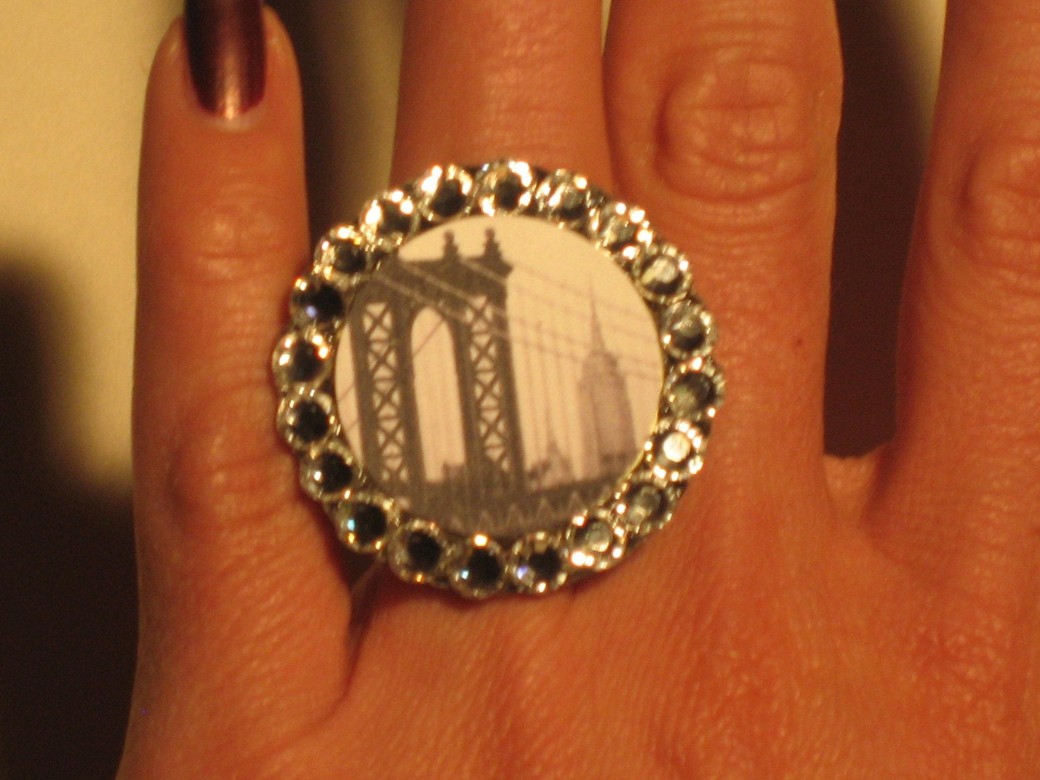 New York Black and White Swarvoski Ring