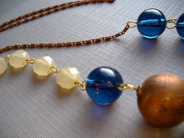 Cobalt, Copper and Citrus Vintage Beaded Chain