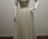 1950s eggshell chiffon full length wedding dress